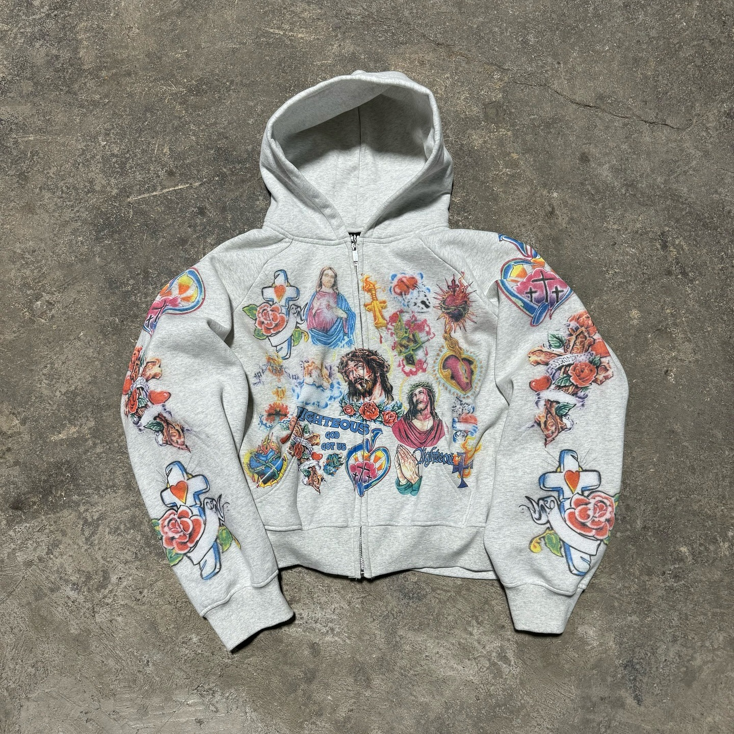 We Are Righteous The “Risen King” Cropped Zip Up Hoodie White We Are Righteous The “Risen King” Cropped Zip Up Hoodie White