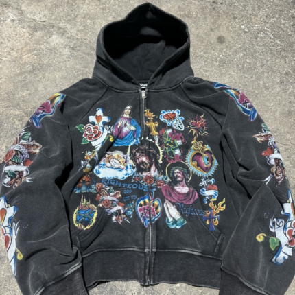 We Are Righteous Black “Risen King” Cropped Zip Up Hoodie